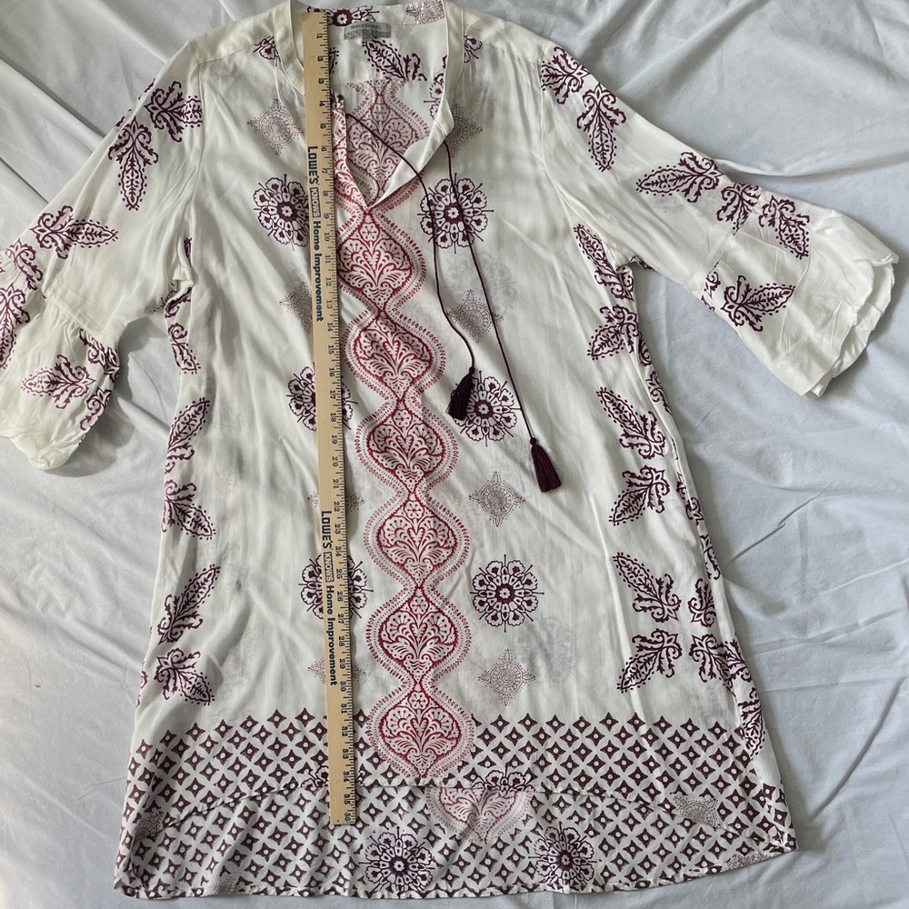 Bohemian White and Burgundy Tunic Dress XL like new